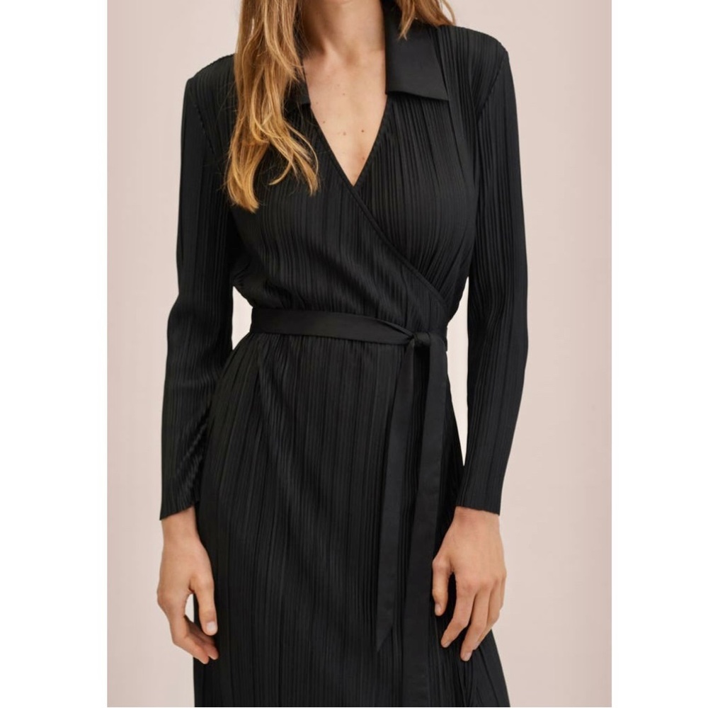 Mango Pleated Wrap Dress
